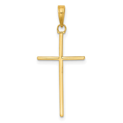 14k Yellow Gold 3-D and Polished Stick Cross Charm