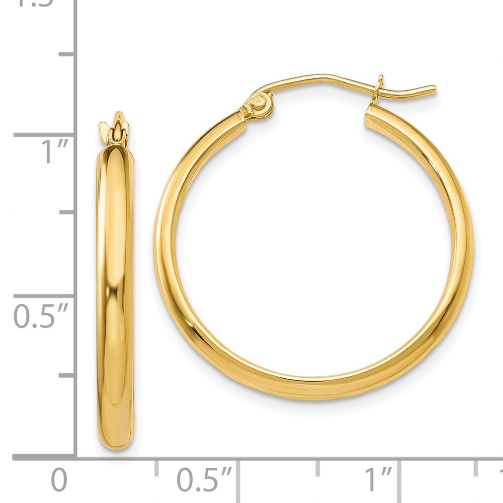 14k Yellow Gold Polished Hoop Earring Gift for Women