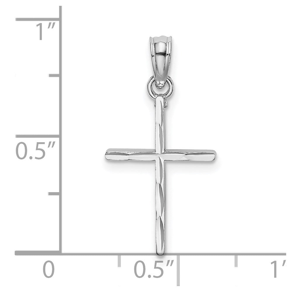 14K White Gold Diamond-Cut and Polished Cross Charm