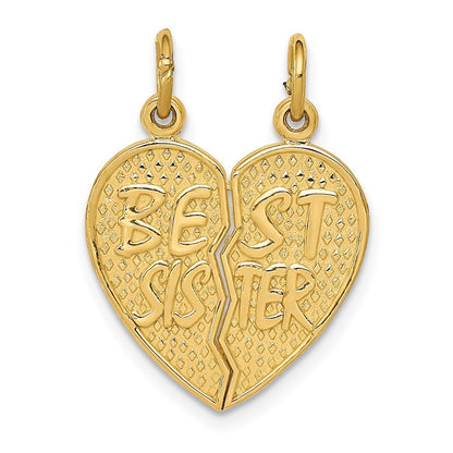 14k Yellow Gold Best Sister Break-apart Charm Pendant