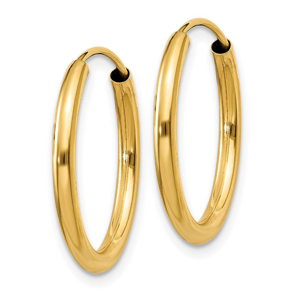 14k Yellow Gold Polished Round Endless 2mm Hoop Earrings