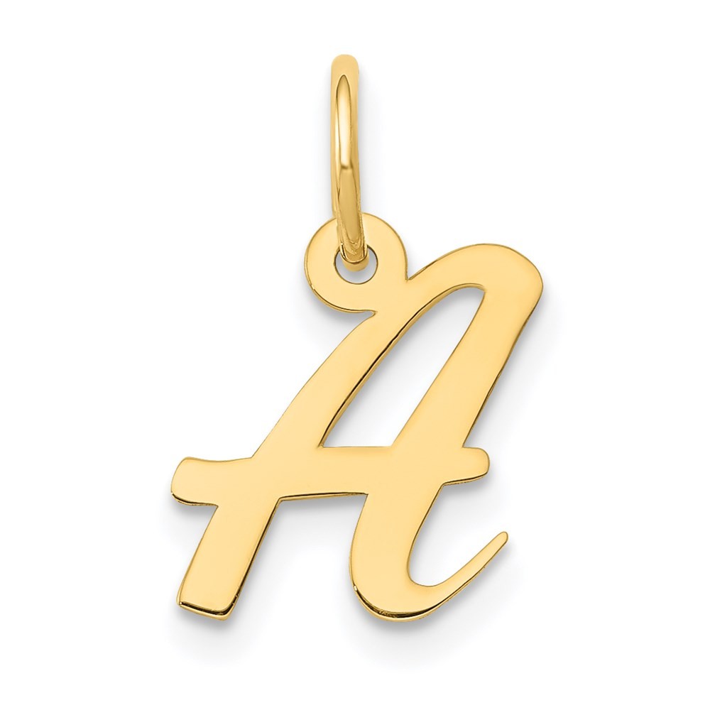 14k Yellow Gold Small Script Letter A Initial Charm