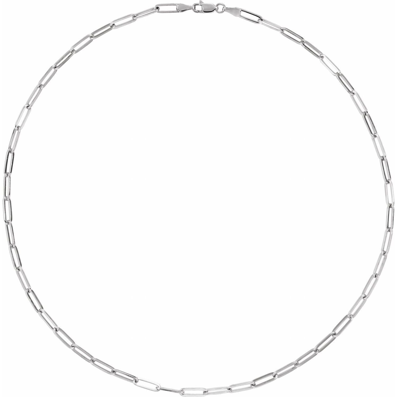 14k White Gold 3.85 mm Paperclip 20" Chain Necklace Fine Gift for Women