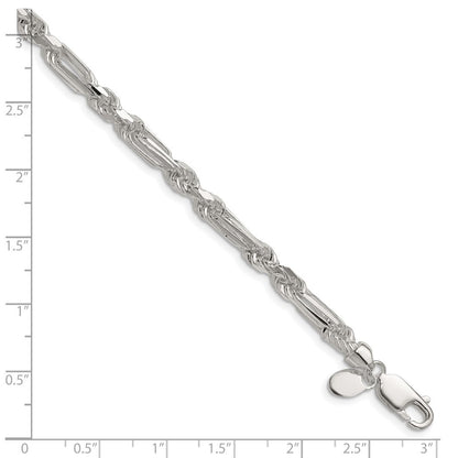 Sterling Silver 4.75mm Diamond-Cut Figarope Chain Bracelet