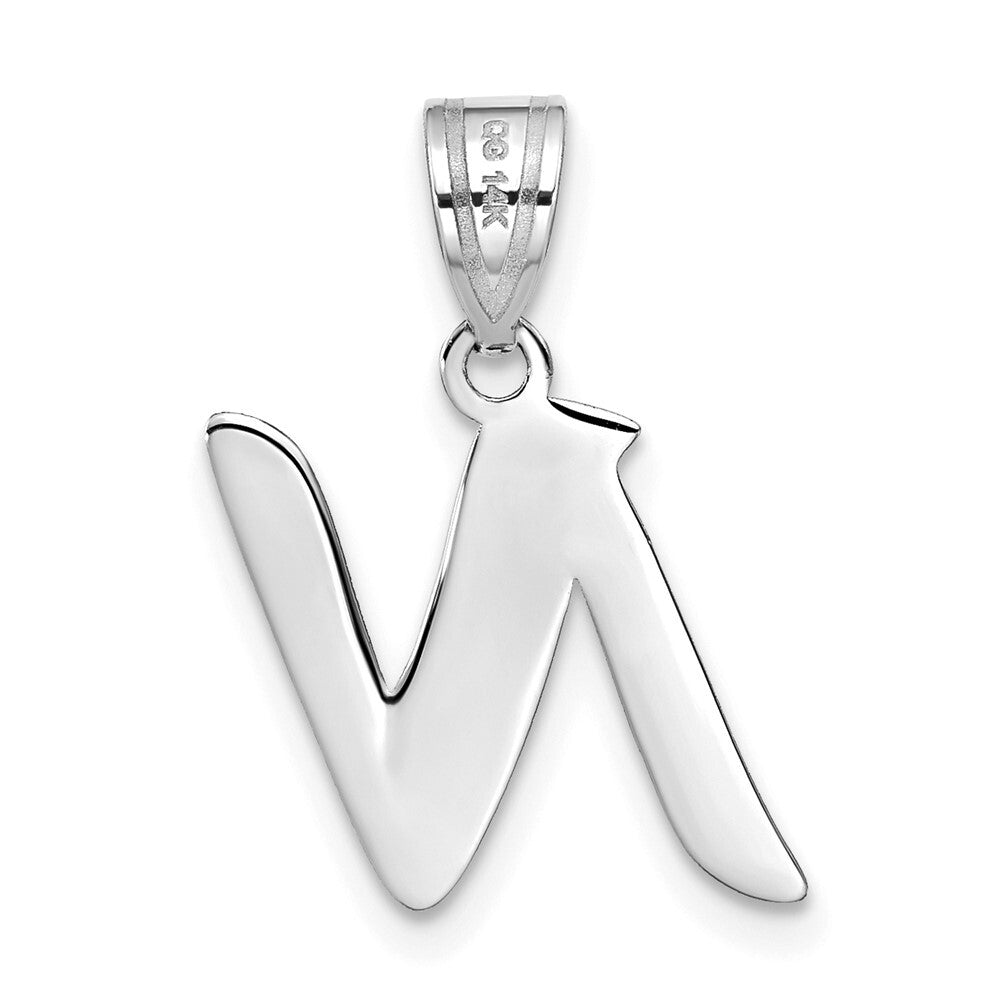14k White Gold Polished Script Letter N Initial Pendant for Women