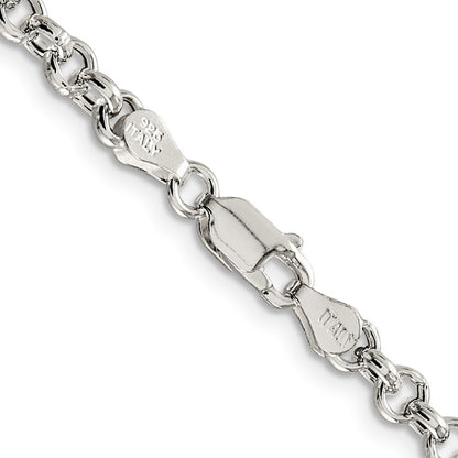 Sterling Silver 4.25mm Semi-solid Rolo Chain Necklace