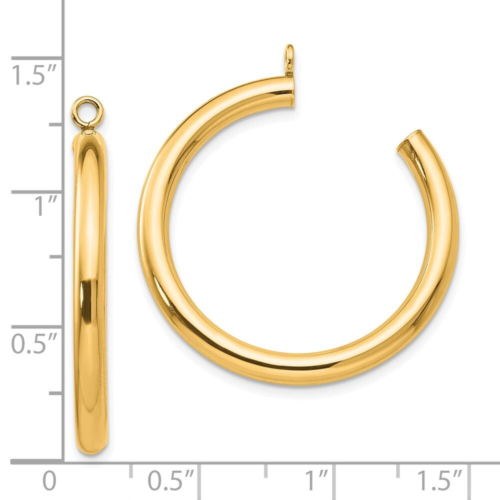 14k Yellow Gold Polished Tube Hoop Earring Jackets Gift for Women