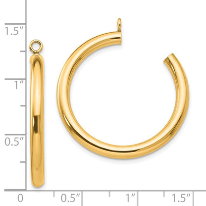 14k Yellow Gold Polished Tube Hoop Earring Jackets Gift for Women