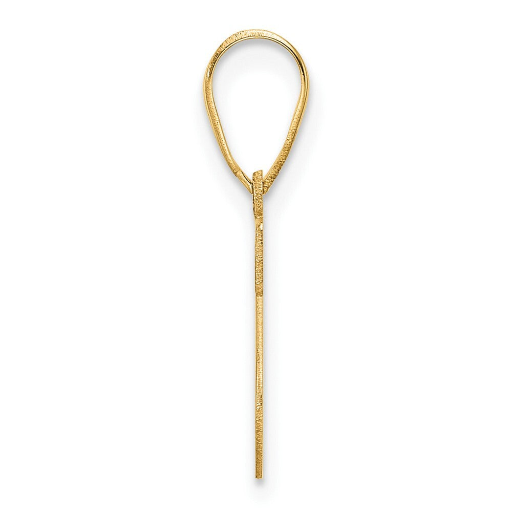 14k Yellow Gold Polished Etched Letter S Initial Pendant for Women