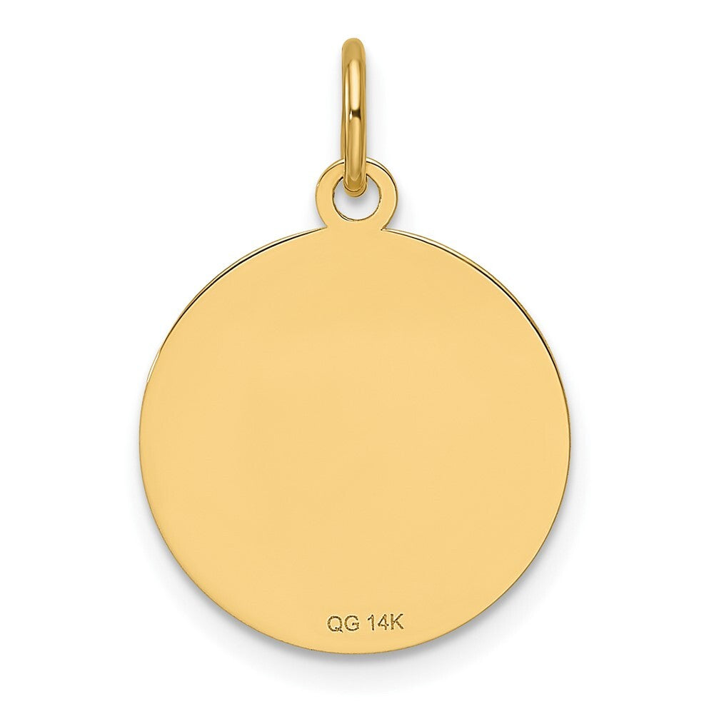 14k Yellow Gold Plain .013 Gauge Engravable Round Disc Charm Pendant for Women