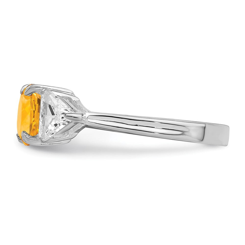 Sterling Silver Rhodium Citrine ring Size 6