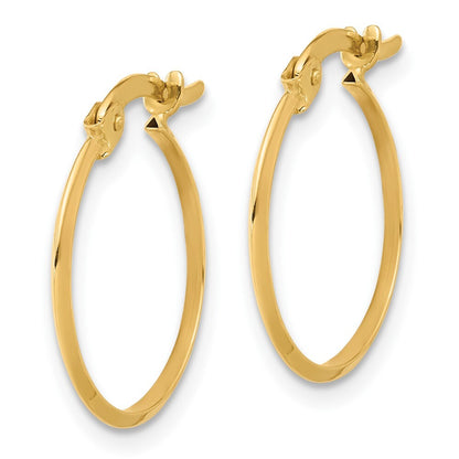 14k Yellow Gold Polished Knife Edge Hoop Earrings Gift for Women