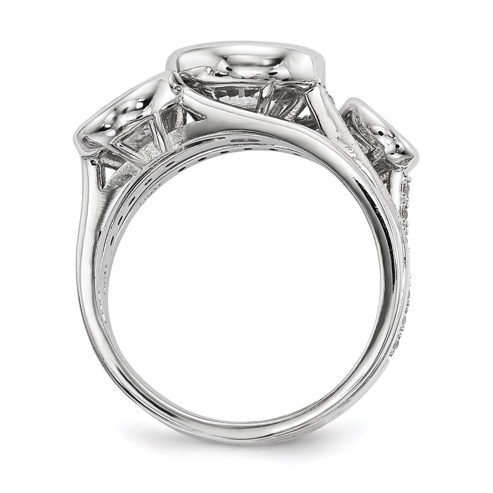 Sterling Silver Rhodium-plated Cubic Zirconia 3-Ring Set Size 7