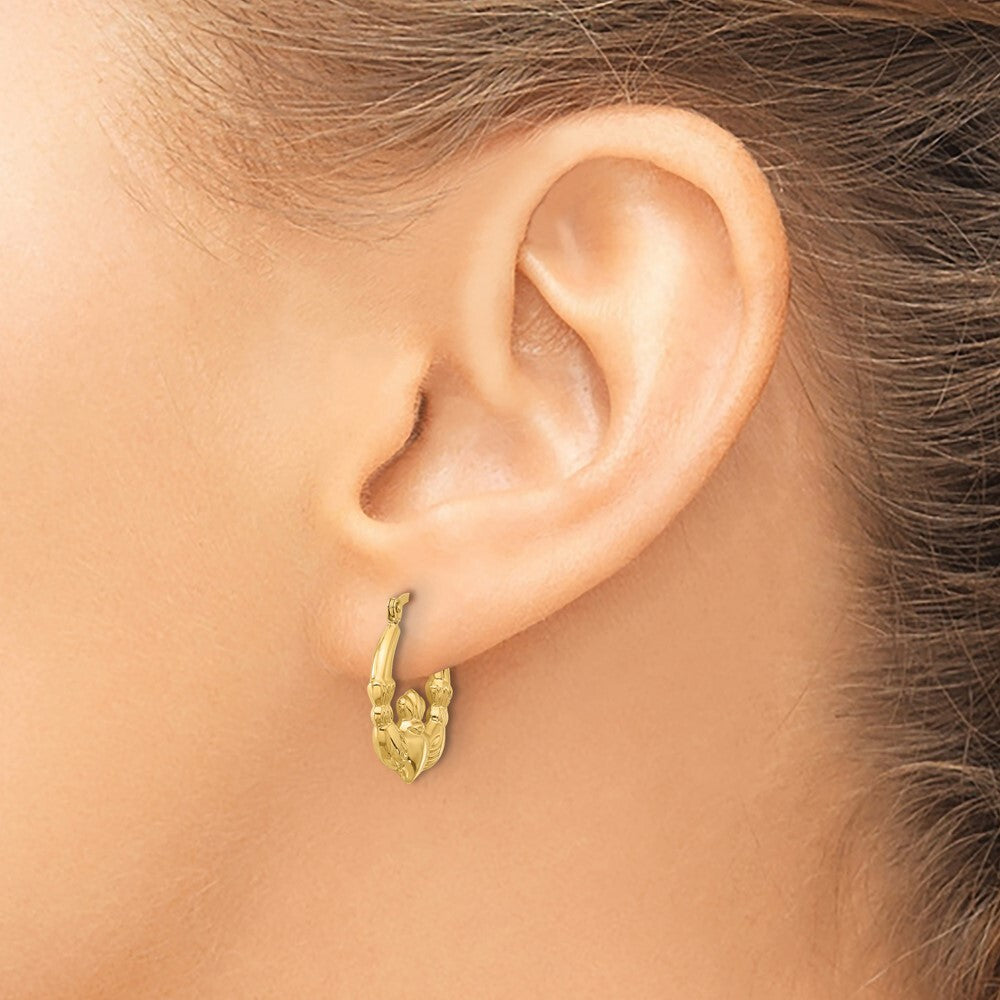 14k Yellow Gold Polished Claddagh Hoop Earrings Gift for Women