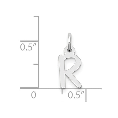 14k White Gold Small Slanted Block Letter R Initial Charm Pendant