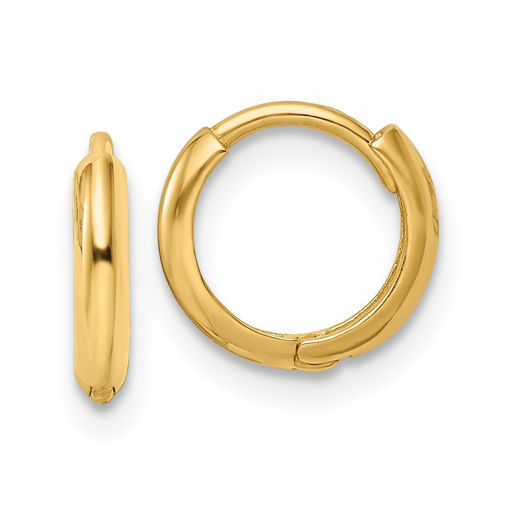 14k Yellow Gold Polished Hinged Hoop Earrings Gift for Women