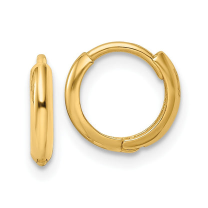 14k Yellow Gold Polished Hinged Hoop Earrings Gift for Women