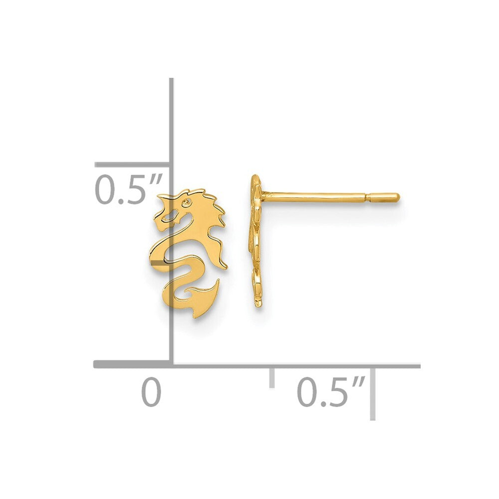 14k Yellow Gold Polished Dragon Post Earrings