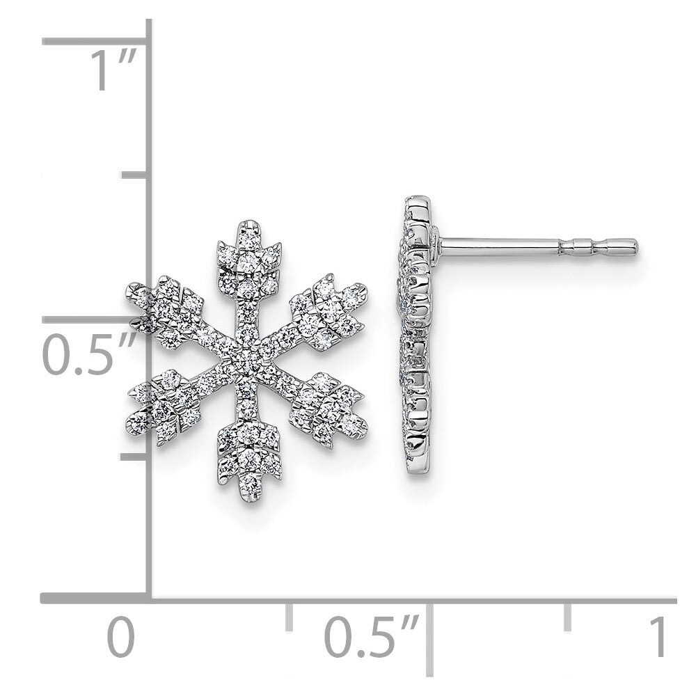 14k White Gold Snowflake Diamond Stud Earrings