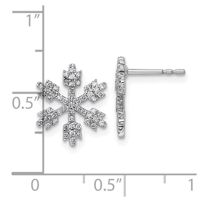 14k White Gold Snowflake Diamond Stud Earrings