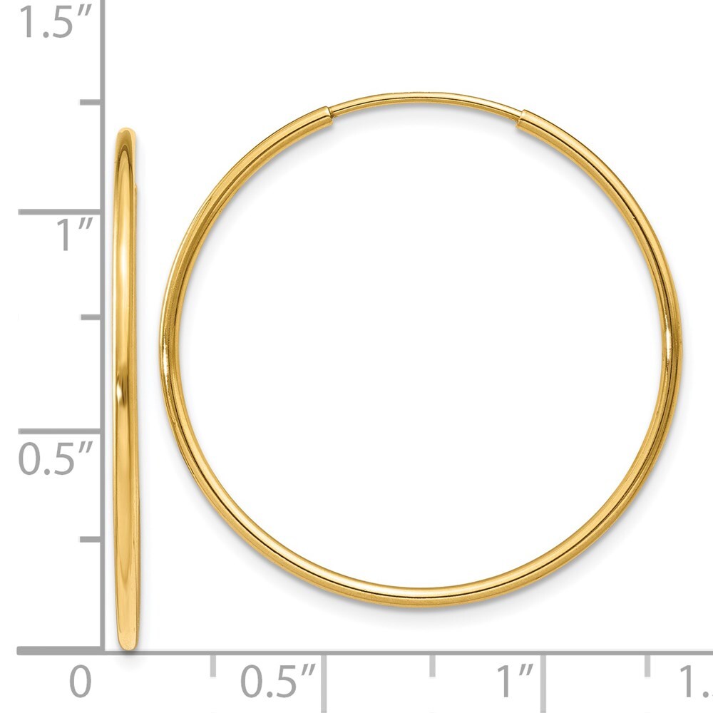 14k Yellow Gold 1.25mm Endless Hoop Earring