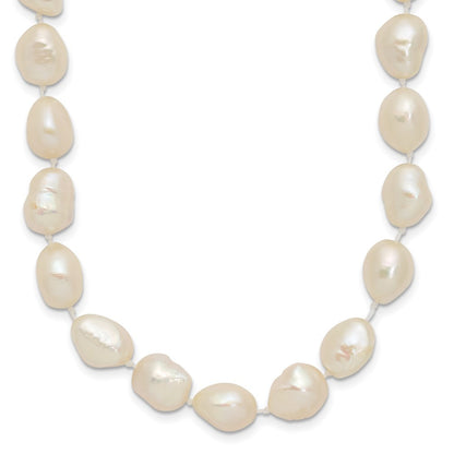 14k Yellow Gold 7x11 White Baroque Freshwater Cultured Pearl 18 inch Necklace