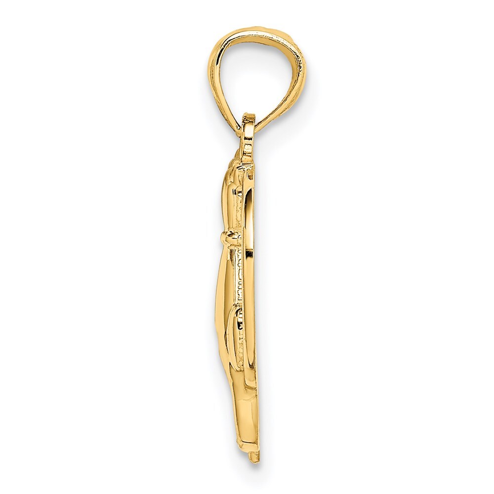 14k Yellow Gold Sitting Cats in a Heart Pendant for Women