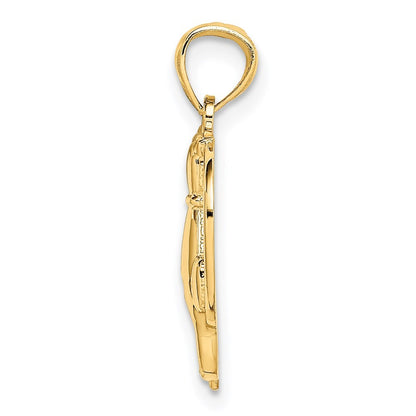 14k Yellow Gold Sitting Cats in a Heart Pendant for Women