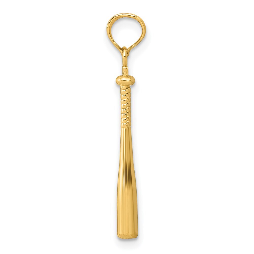 14k Yellow Gold 3-D Baseball Bat Pendant for Women