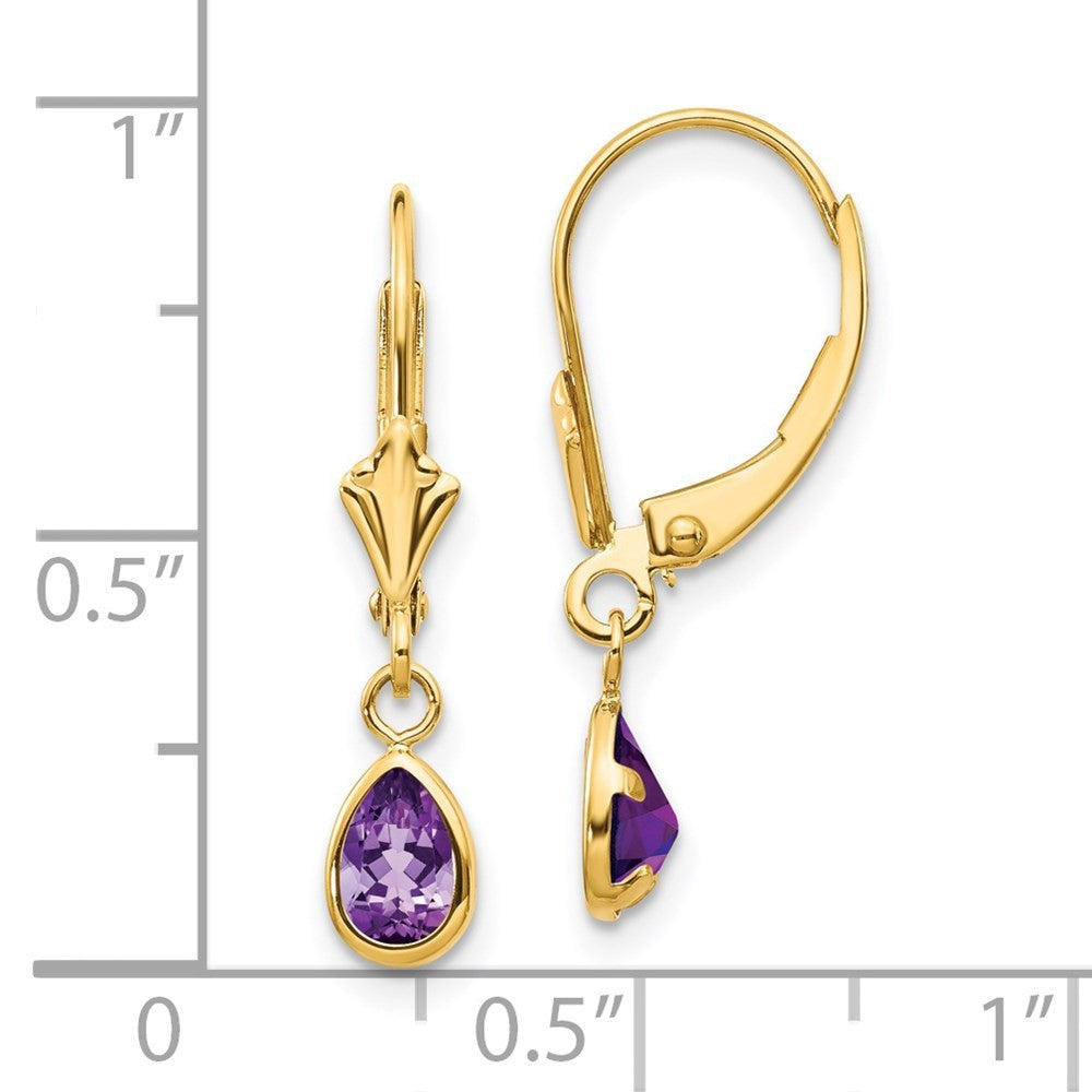 14k Yellow Gold 6x4mm Amethyst Stud Earrings