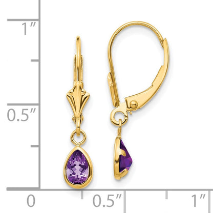14k Yellow Gold 6x4mm Amethyst Stud Earrings