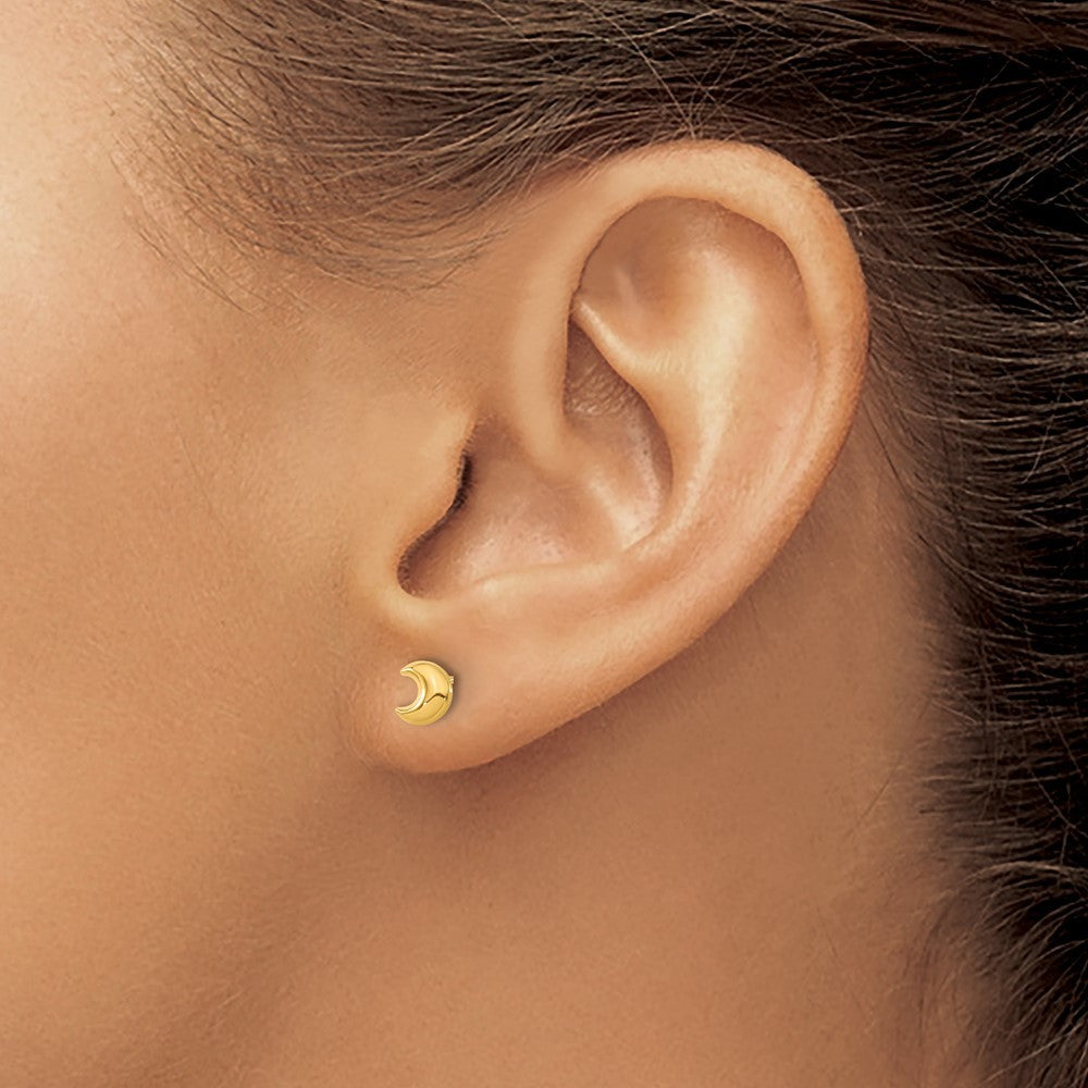 14k Yellow Gold Moon Earrings