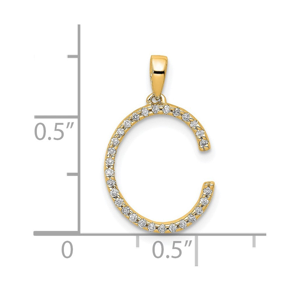 14k Yellow Gold Diamond Letter C Initial Pendant