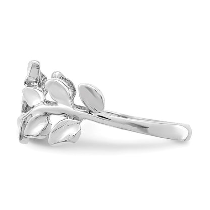 14K White Gold Polished Leaf Ring