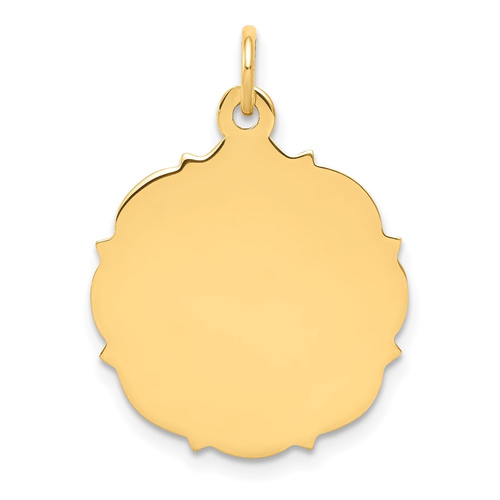 14k Yellow Gold Plain .013 Gauge Engravable Disc Charm Pendant