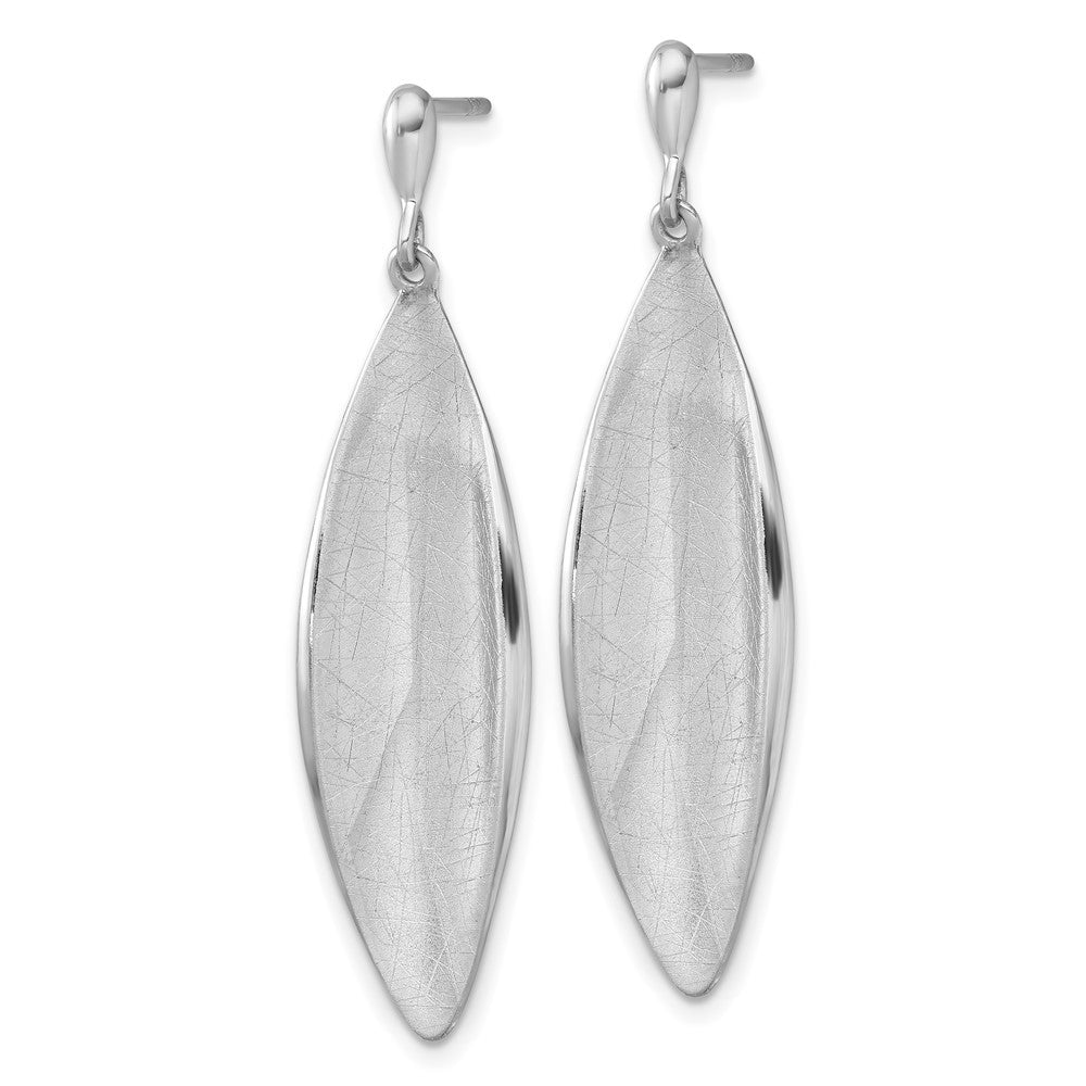 Sterling Silver Polished and Brushed Fancy Concave Oval Dangle Earrings