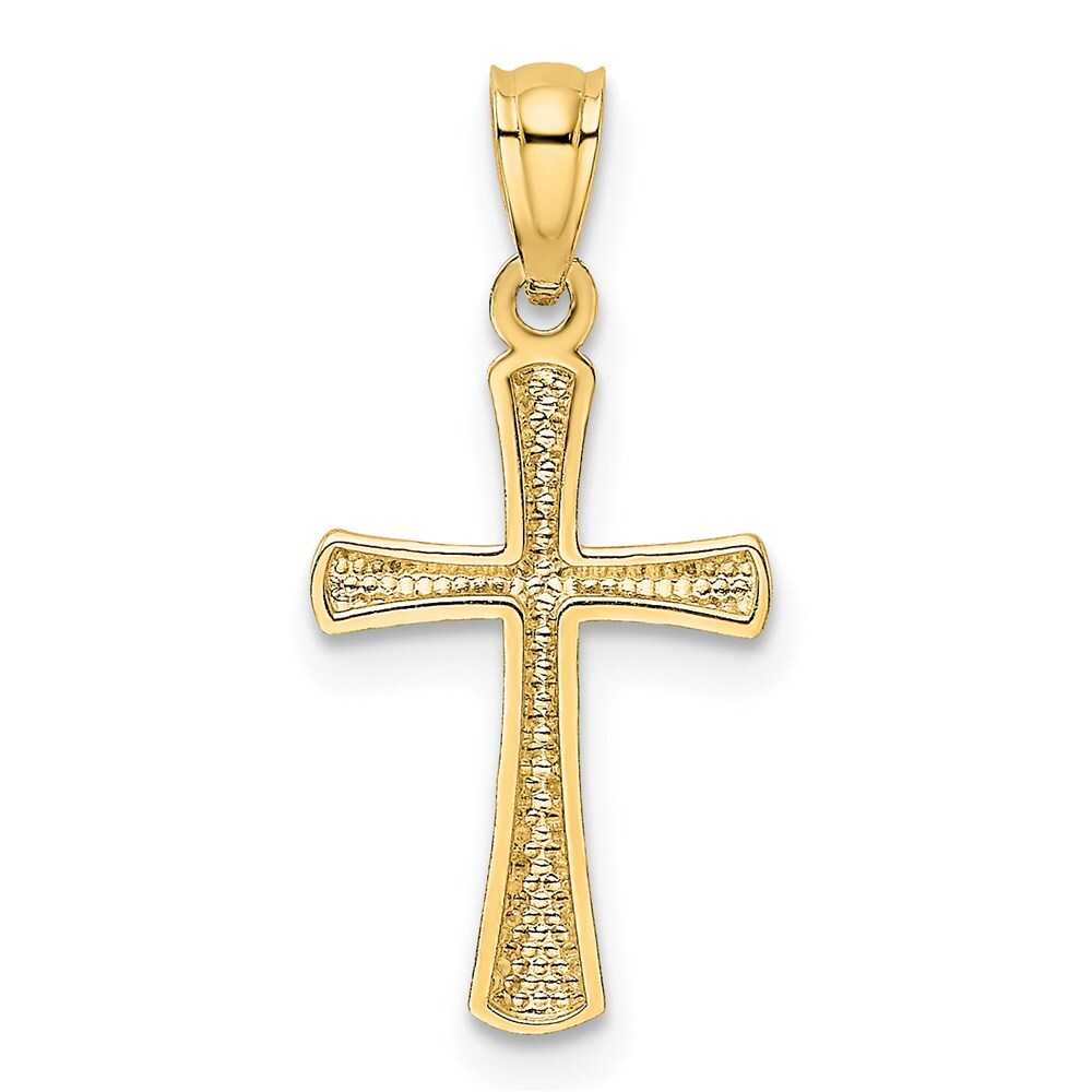 14k Yellow Gold Diamond-cut Cross Pendant for Women
