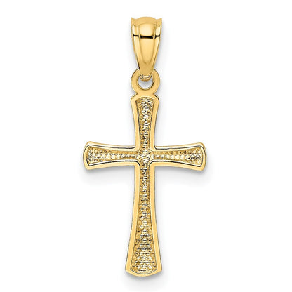 14k Yellow Gold Diamond-cut Cross Pendant for Women