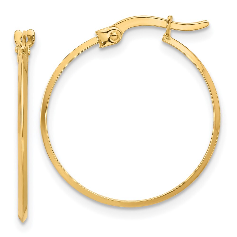 14k Yellow Gold Polished Knife Edge Hoop Earrings Gift for Women
