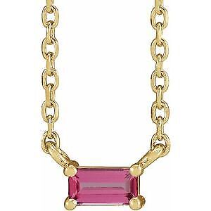 14k Yellow Gold Natural Pink Tourmaline Solitaire Pendant Necklace