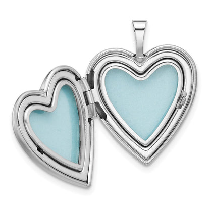 Sterling Silver RH-plate Polished Satin Epoxy 20mm Butterfly Heart Locket