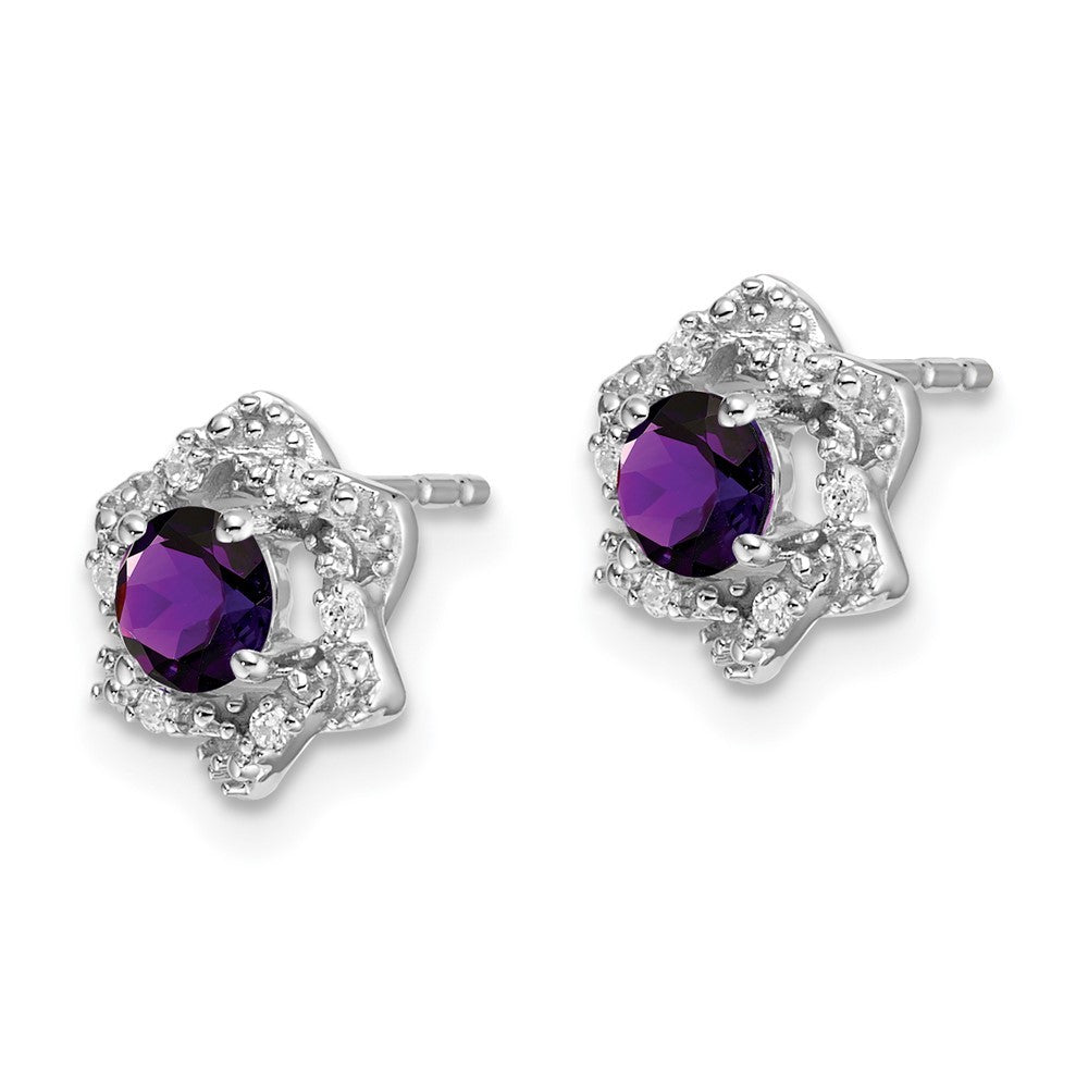 14k White Gold Amethyst and Diamond Earrings