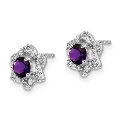 14k White Gold Amethyst and Diamond Earrings