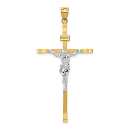 14k Two-tone Gold Crucifix Pendant for Women