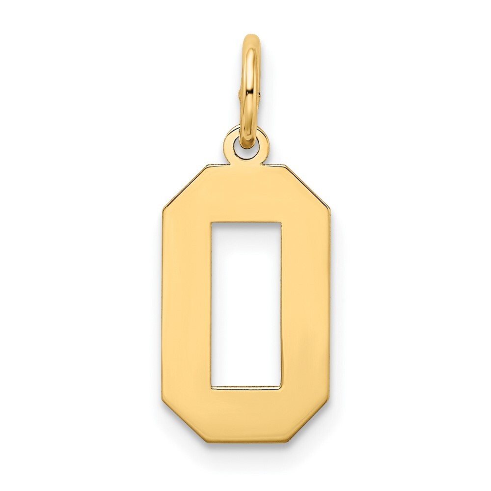 14k Yellow Gold Medium Satin Number 0 Charm Pendant for Women
