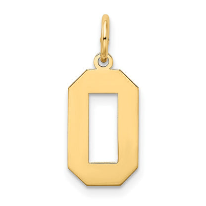 14k Yellow Gold Medium Satin Number 0 Charm Pendant for Women