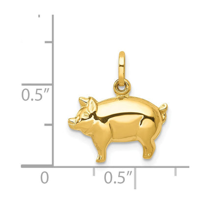 14k Yellow Gold Pig Charm