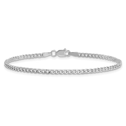14k White Gold 2.5mm Semi-Solid Curb Link Chain Bracelet