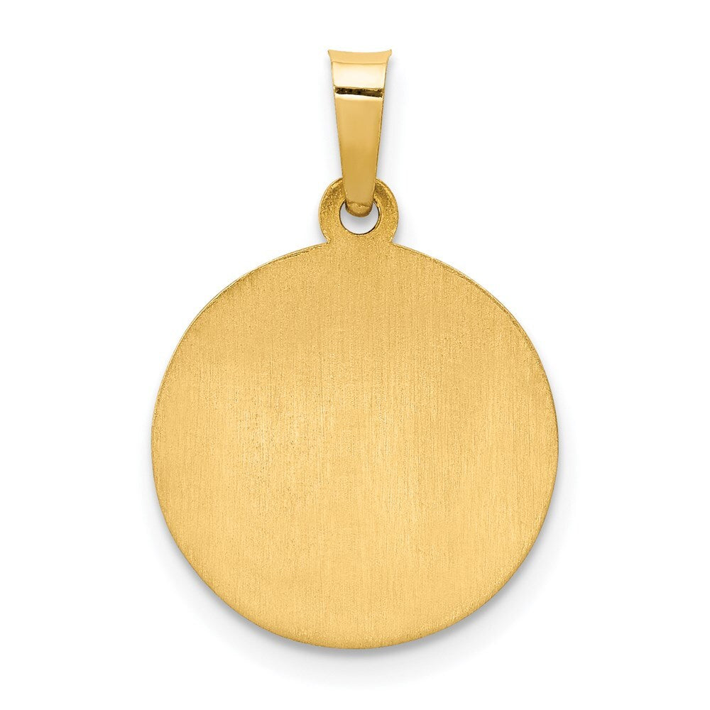 14k Yellow Gold Polished and Satin Our Guardian Angel Medal Hollow Pendant