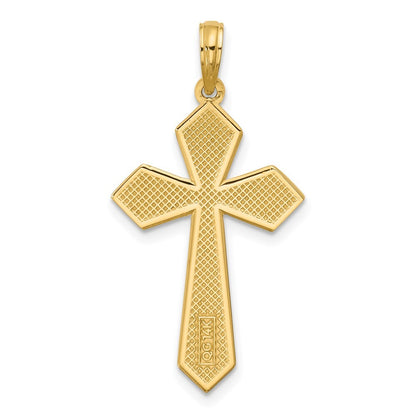 14k Yellow Gold Polished Pointed Christian Cross Pendant